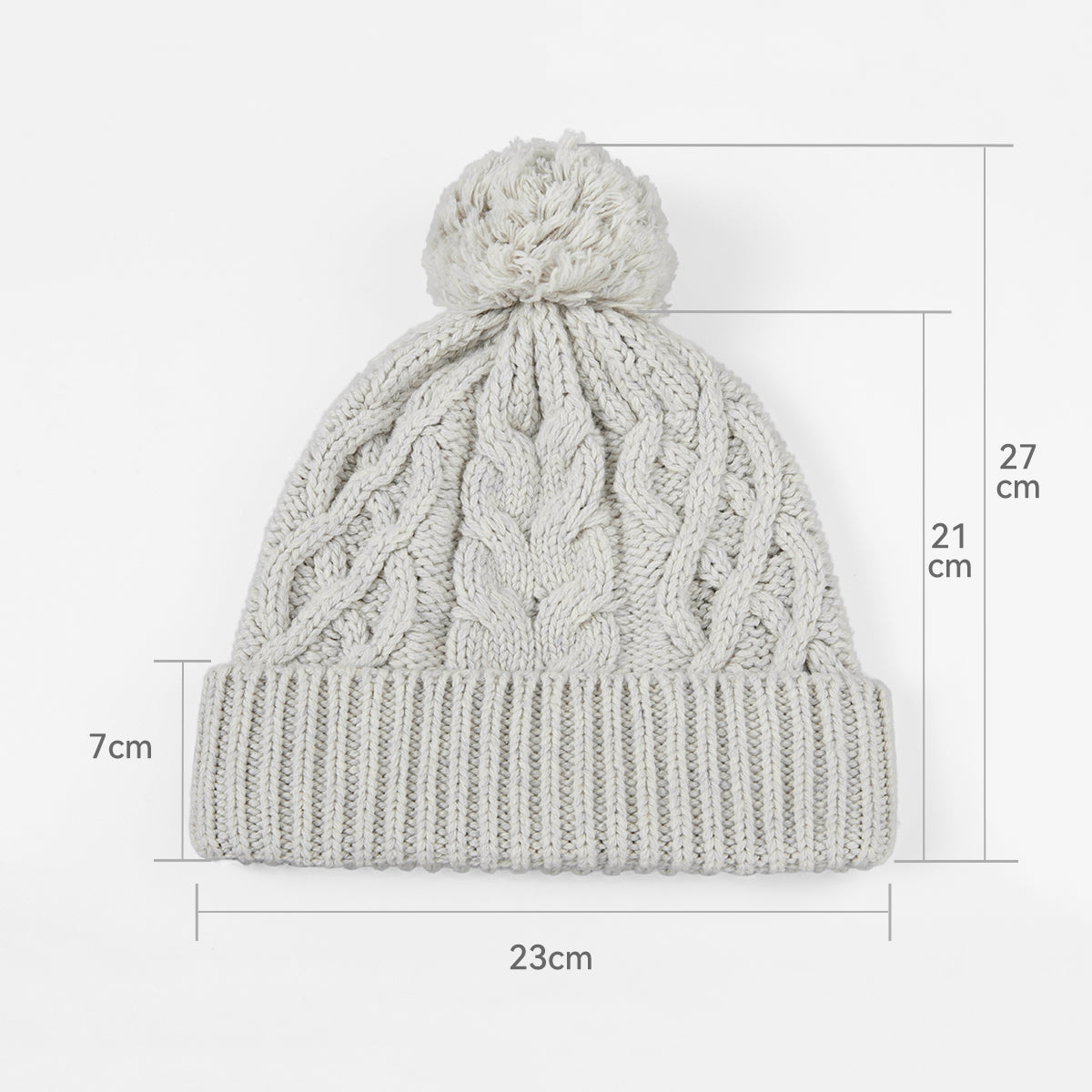 Blank Merino Wool Cable-Knit Beanie with Pom-Pom Wholesale - 1168