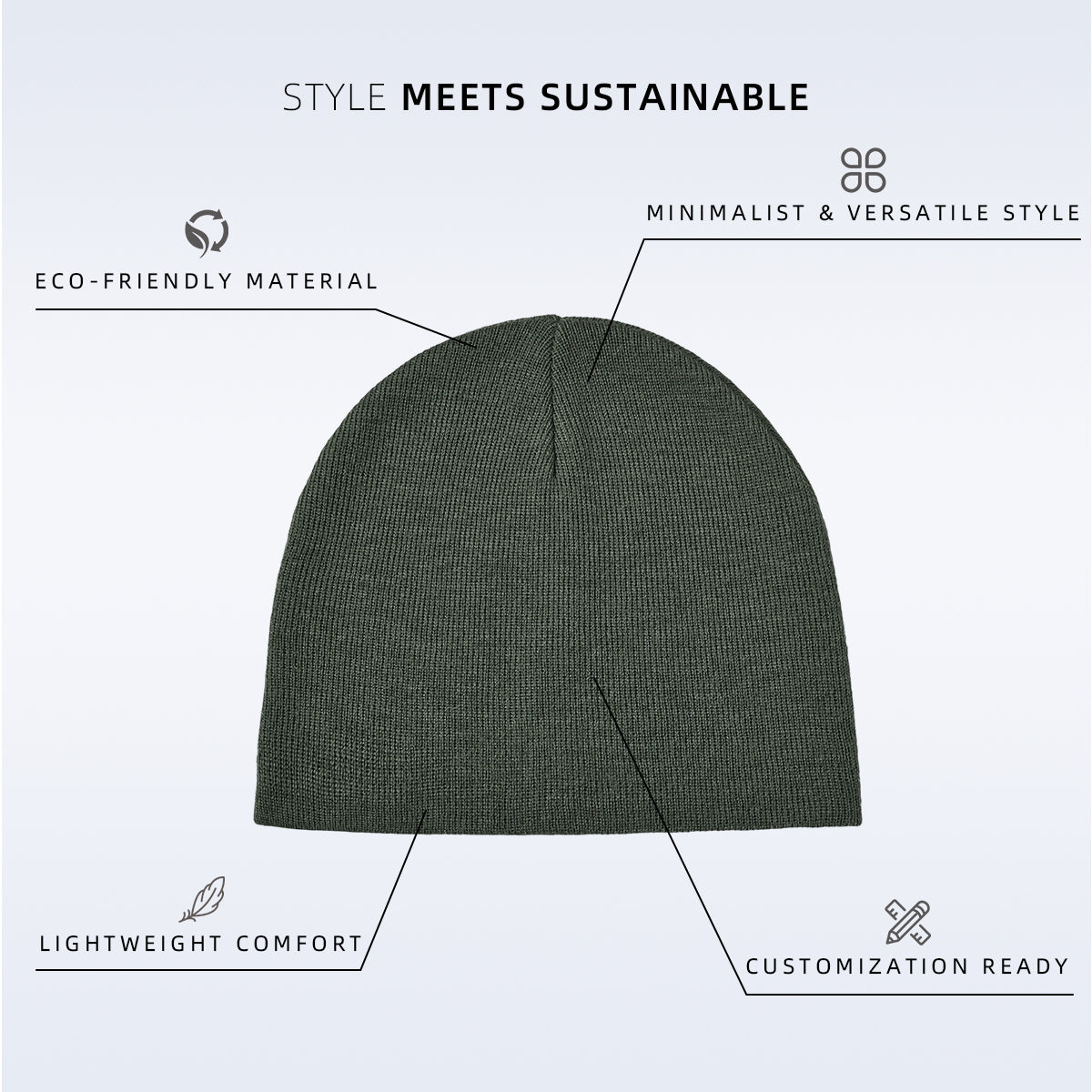 Blank Men Recycled Cuffless Beanie Wholesale - 1177