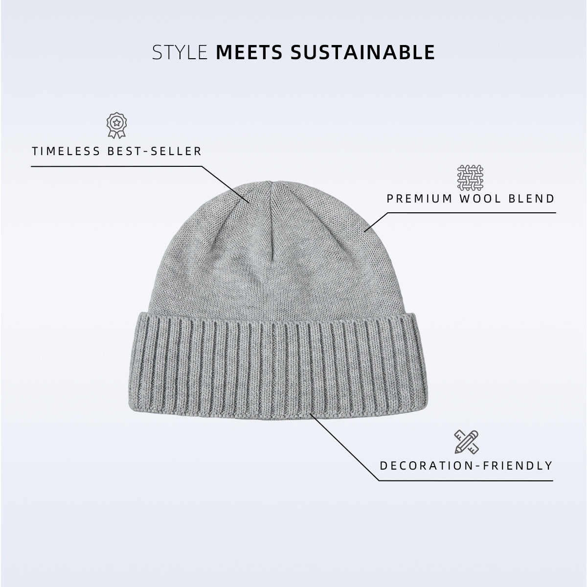 Blank Premium Ribbed Knit Wool Beanie Wholesale - 1188