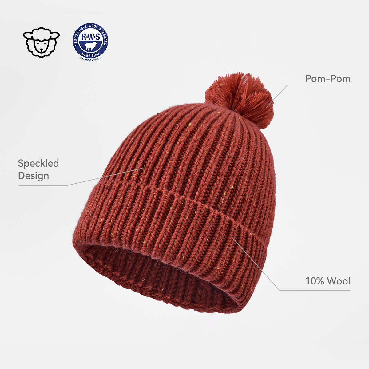 Blank Wool Speckled Beanie with Pom-Pom Wholesale - 1192