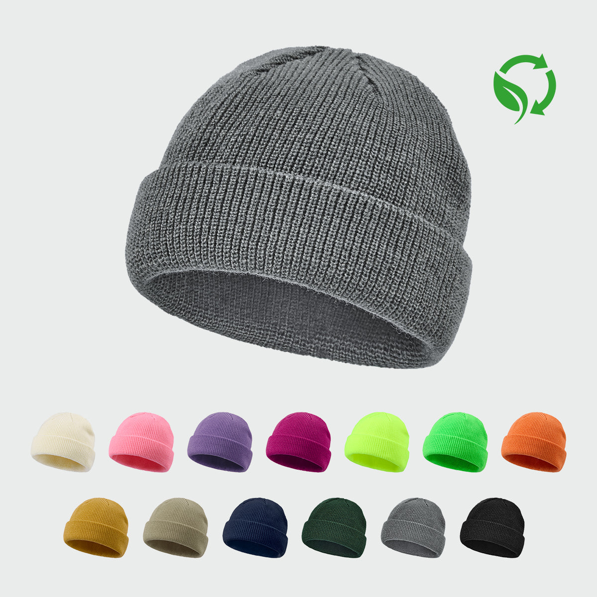 Blank Recycled Cuffed Fisherman Beanie Wholesale - 1195