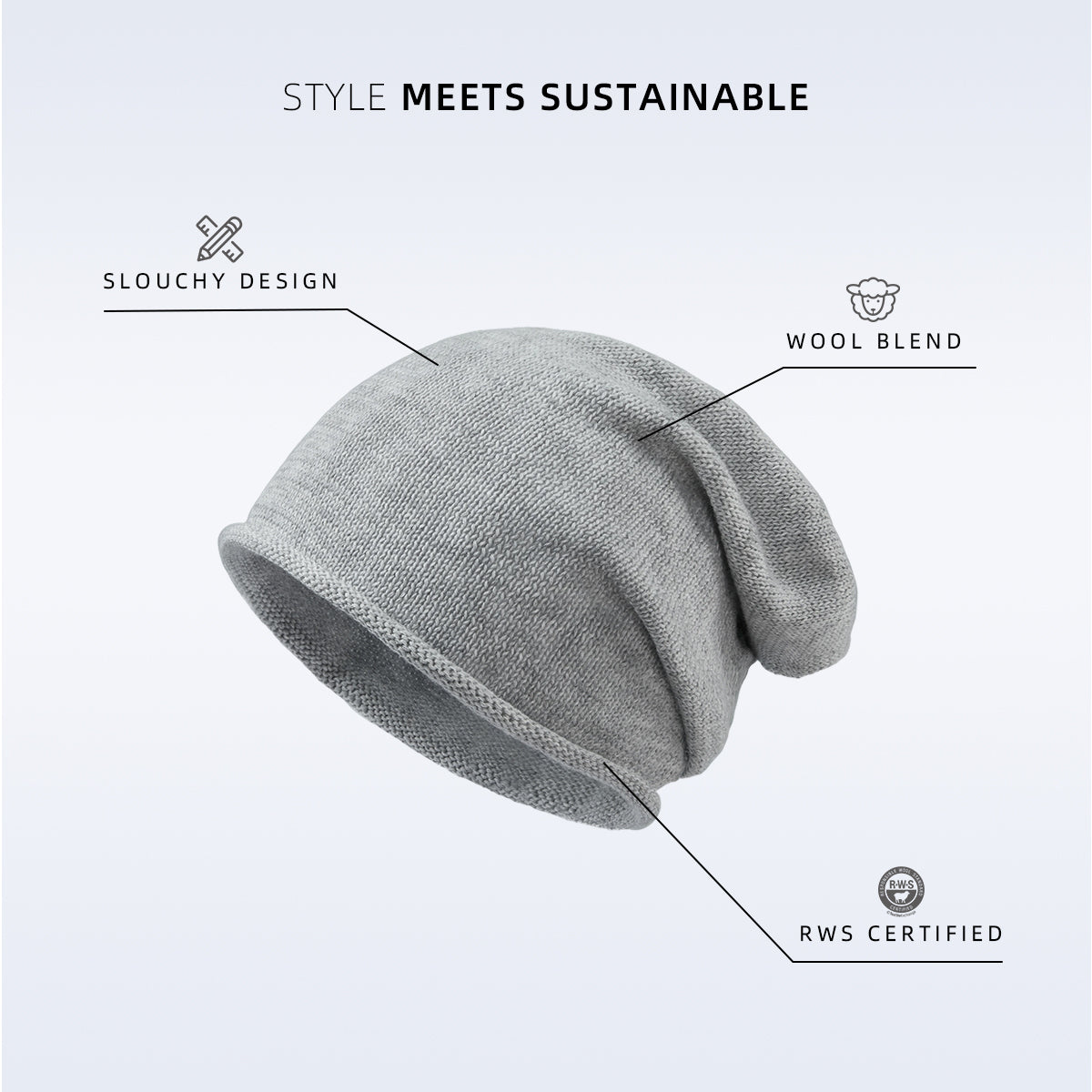 Blank Merino Wool Slouchy Beanie Wholesale - 1258