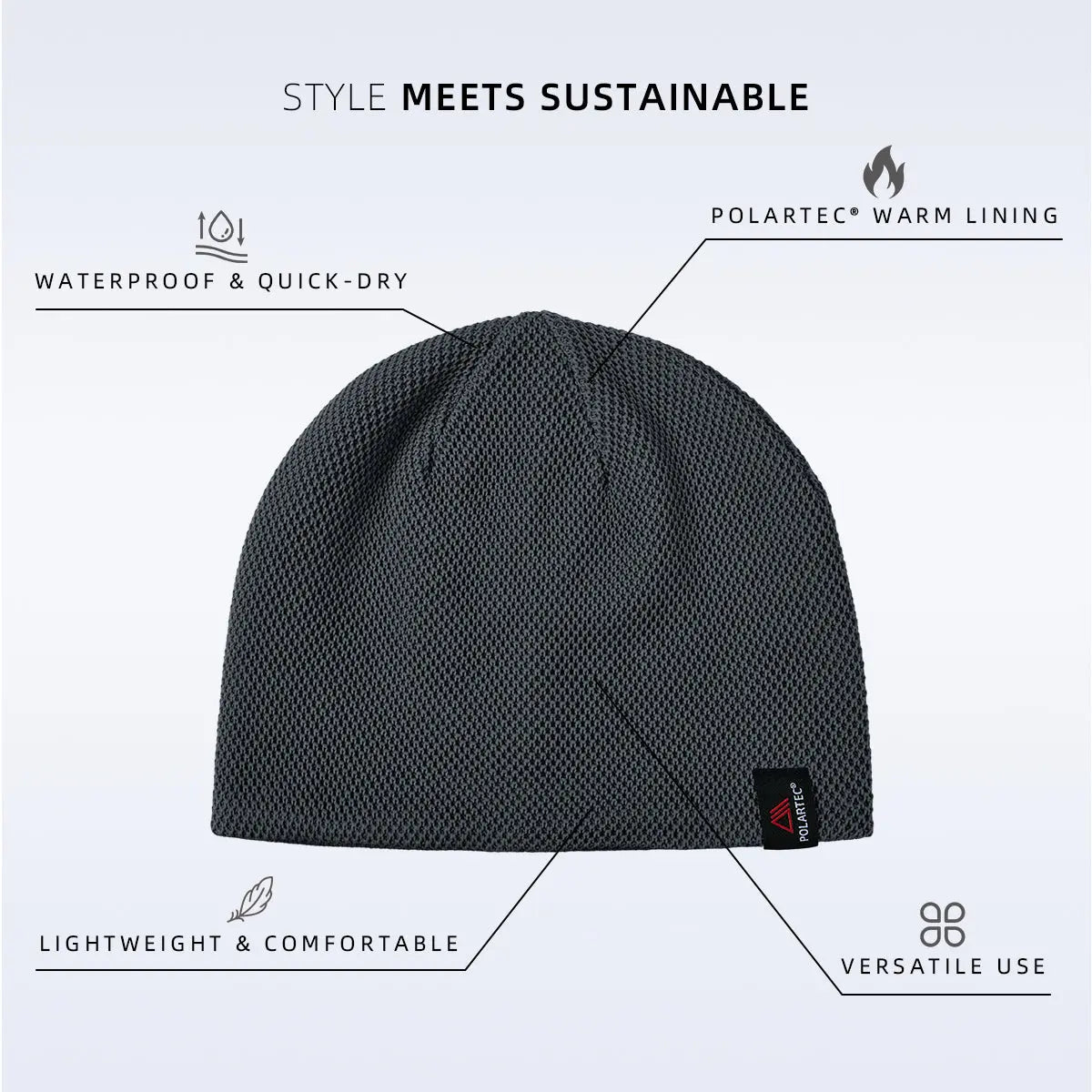 Blank Waterproof Cuffless Performance Beanie Wholesale - 1262 Foremost Hat