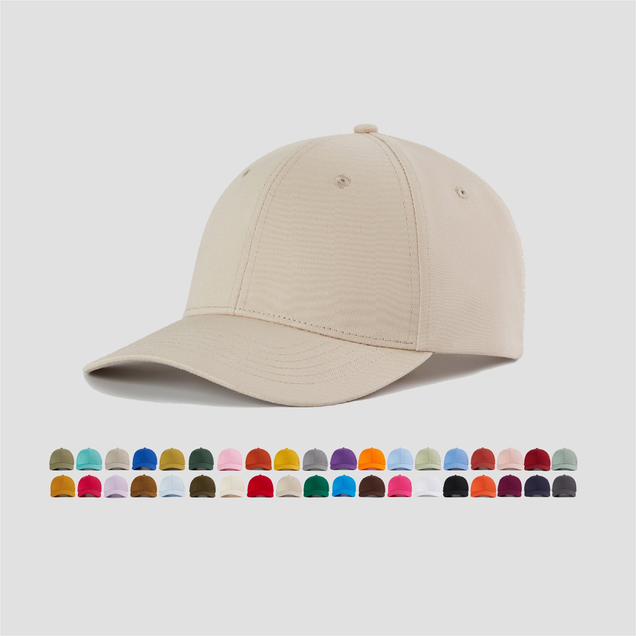 Blank 6 Panel Mid Profile Structured Baseball Cap Wholesale - 6166