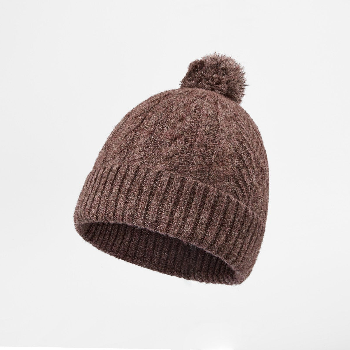 Blank Recycled Cable Knit Beanie with Pom-Pom Wholesale - 1335