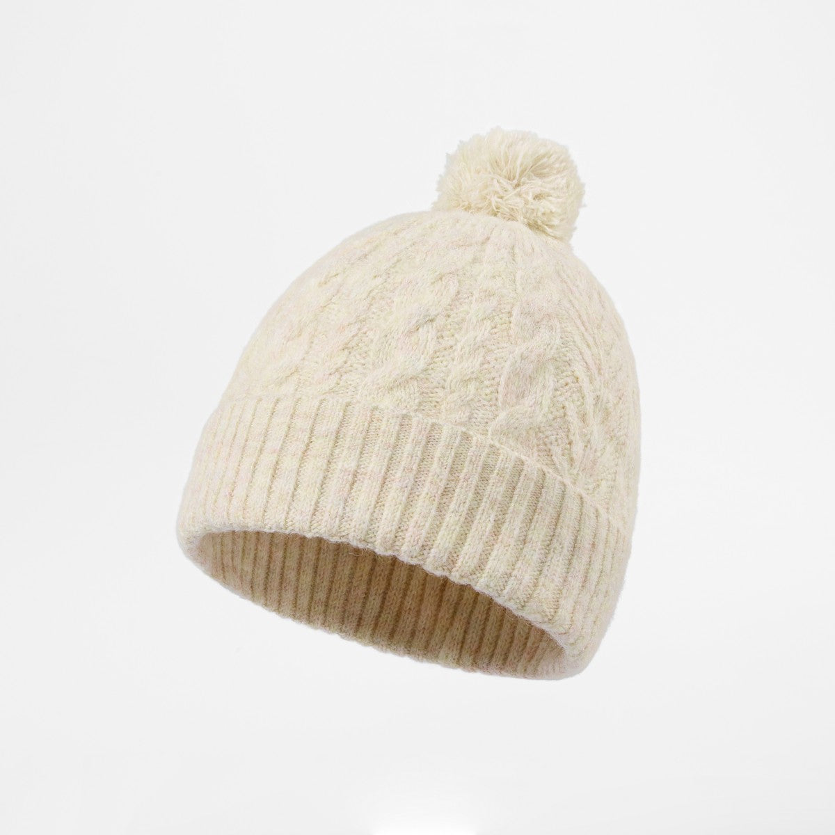 Blank Recycled Cable Knit Beanie with Pom-Pom Wholesale - 1335