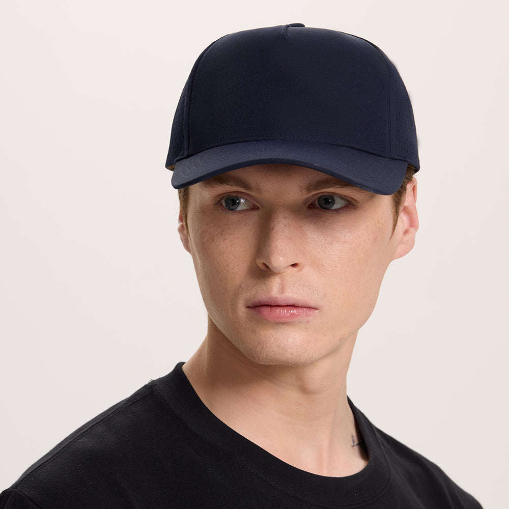 Blank 5 Panel Water Repellent Recycled Perforated Snapback Golf Hat- 6526   foremosthat