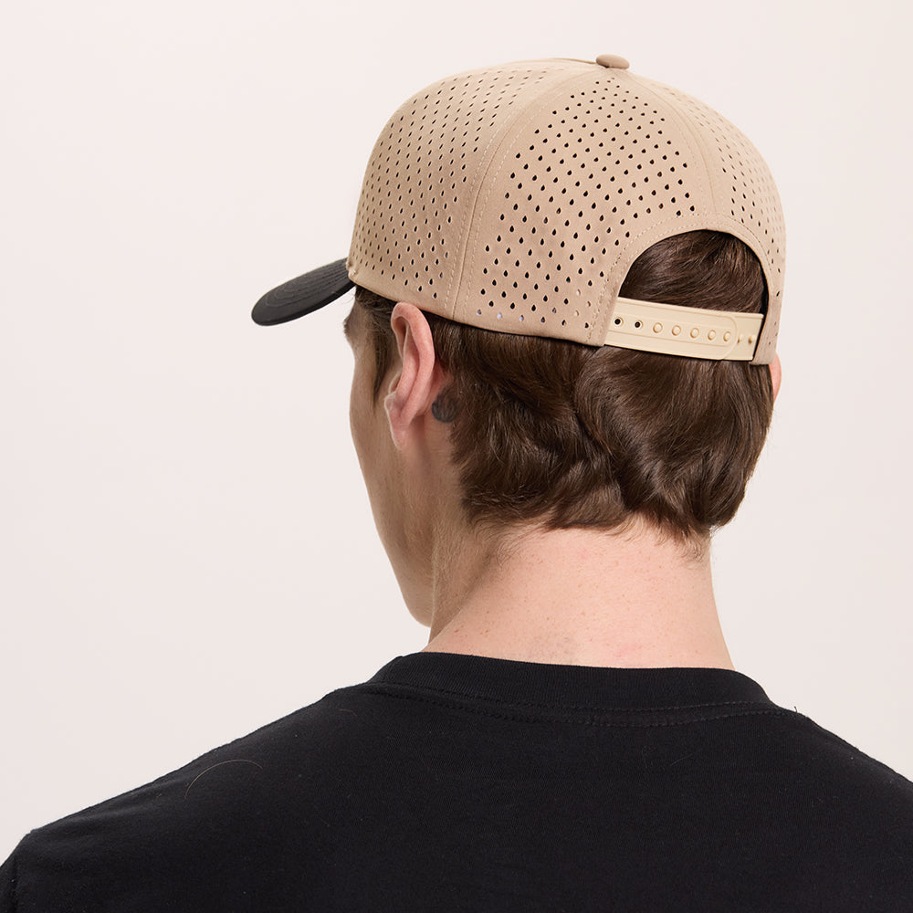 Blank 5 Panel Water Repellent Recycled Perforated Snapback Golf Hat- 6526   foremosthat