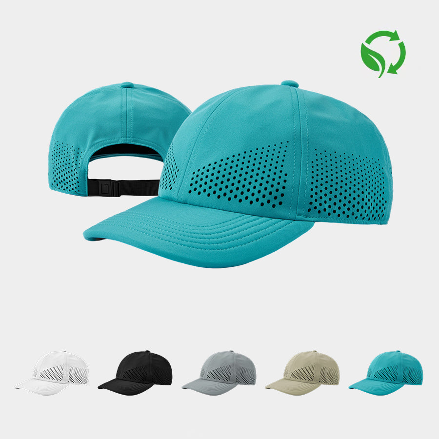 Blank Recycled 6 Panel Performance Perforated Dad Hat Wholesale - 6445
