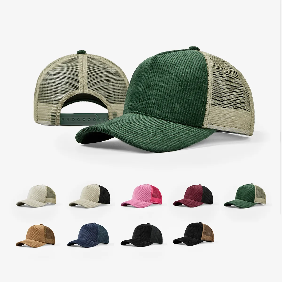 Blank 5 Panel Corduroy Trucker Hat Wholesale - 5129