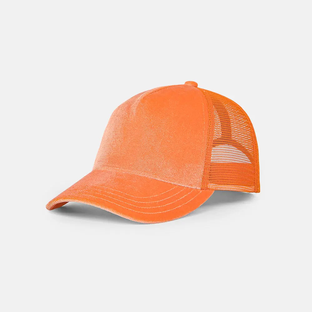 Blank 5 Panel Velvet Trucker Hat - 6529 foremosthat