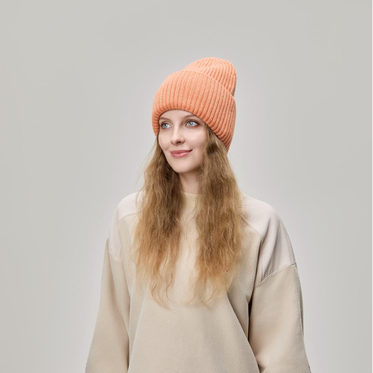 Blank High-Cuffed 100% Merino Wool Beanie Wholesale - 1338