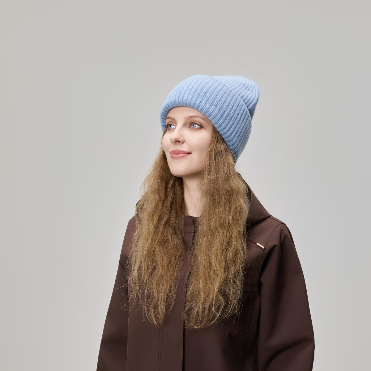 Blank High-Cuffed 100% Merino Wool Beanie Wholesale - 1338