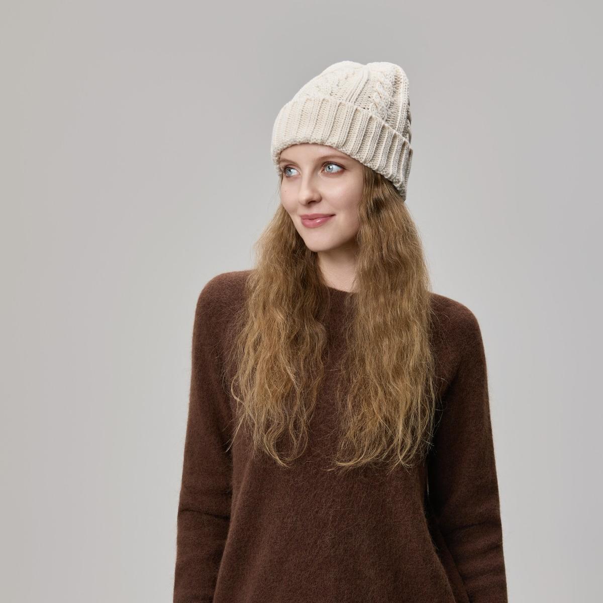 Blank Australian Wool Cable Knit Beanie Wholesale - 1340