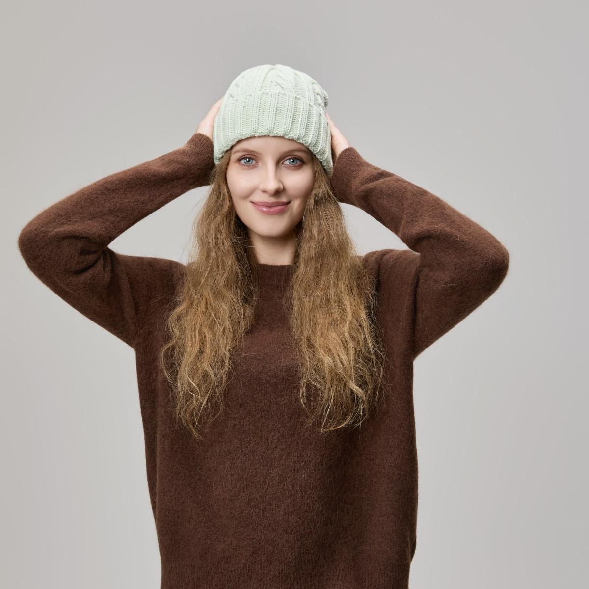 Blank Australian Wool Cable Knit Beanie Wholesale - 1340