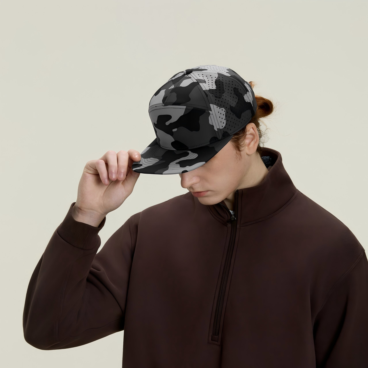 Blank Recycled 7 Panel Perforated Snapback Cap Wholesale - 6472