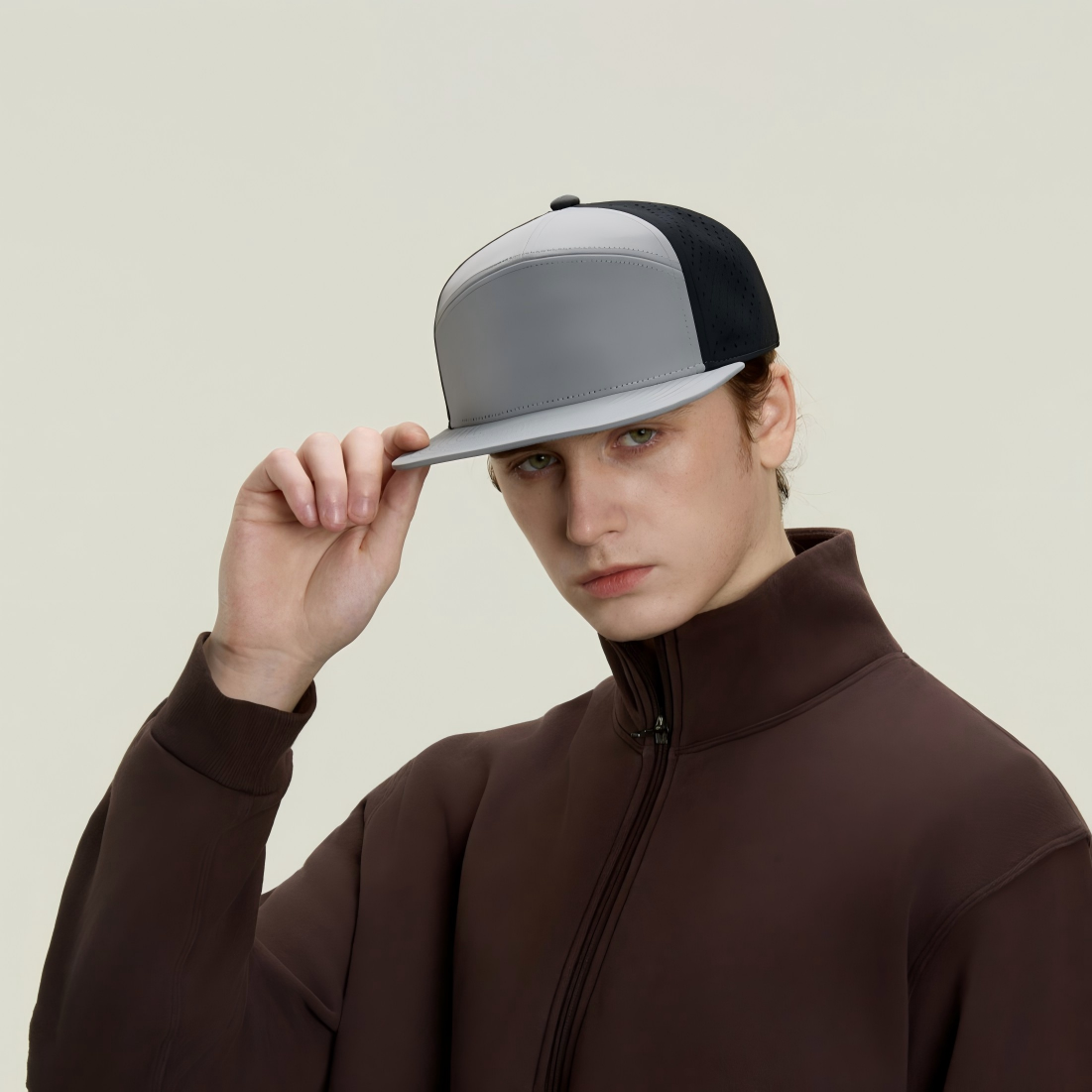 Blank Recycled 7 Panel Perforated Snapback Cap Wholesale - 6472