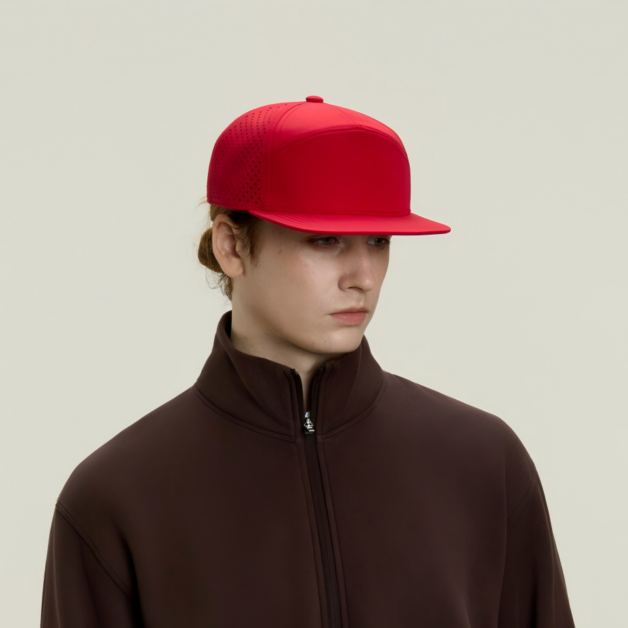 Blank Recycled 7 Panel Perforated Snapback Cap Wholesale - 6472