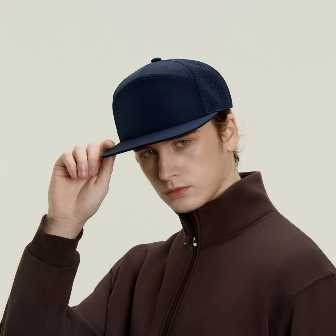 Blank Recycled 7 Panel Perforated Snapback Cap Wholesale - 6472