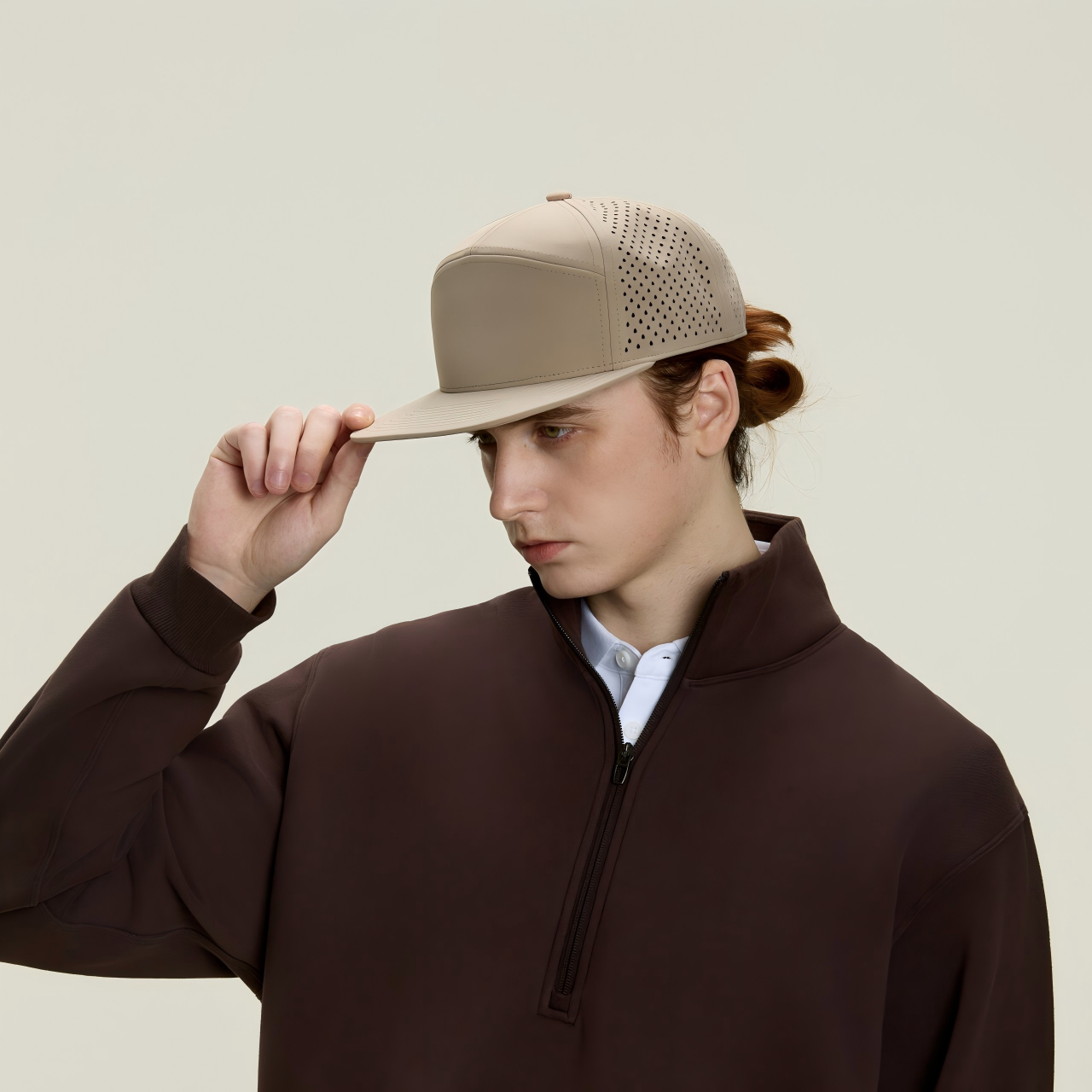 Blank Recycled 7 Panel Perforated Snapback Cap Wholesale - 6472