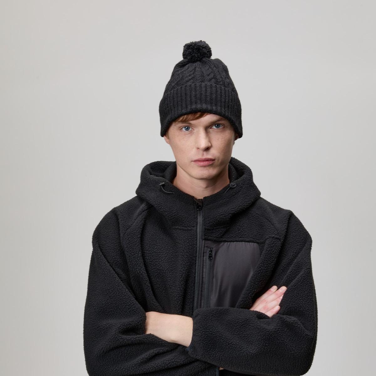 Blank Recycled Cable Knit Beanie with Pom-Pom Wholesale - 1335