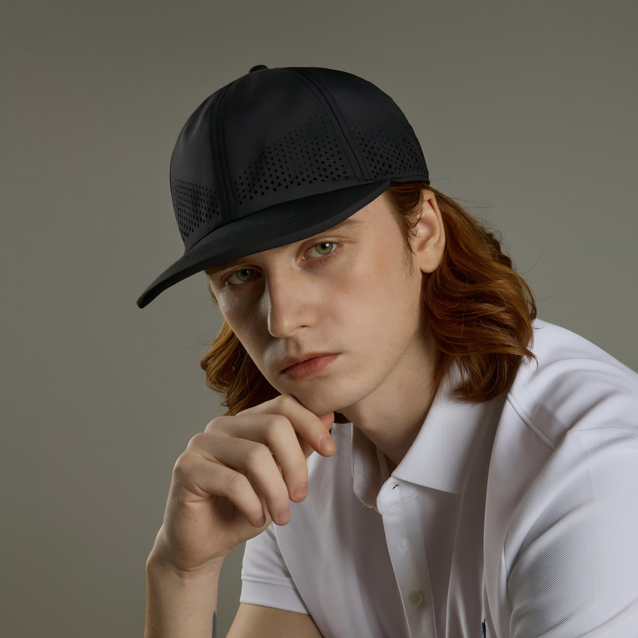 Blank Recycled 6 Panel Performance Perforated Dad Hat Wholesale - 6445