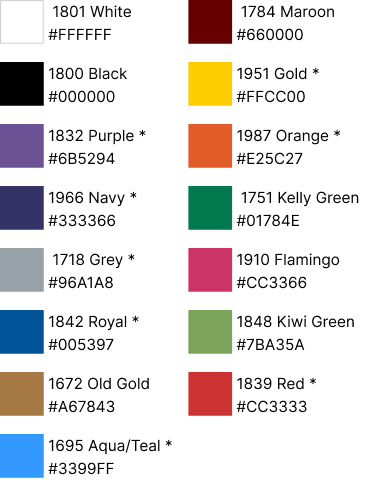 Available thread colors