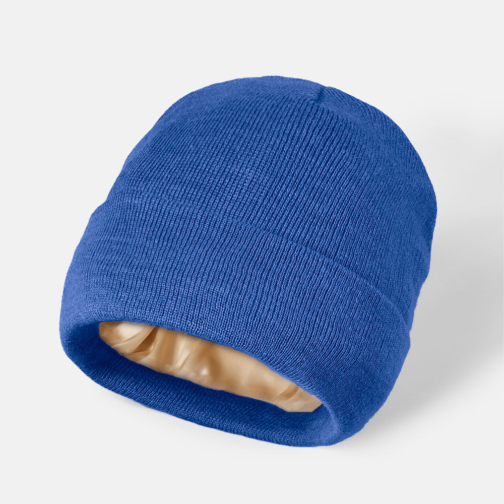 Blank Cuffed Satin Lined Beanie Wholesale - 1176  Blue Foremost Hat