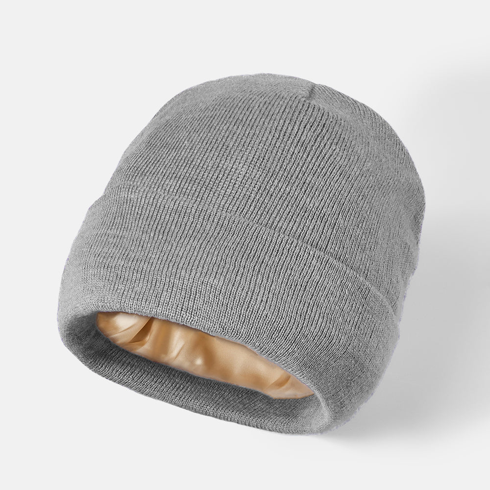 Blank Cuffed Satin Lined Beanie Wholesale - 1176  L.Grey Foremost Hat