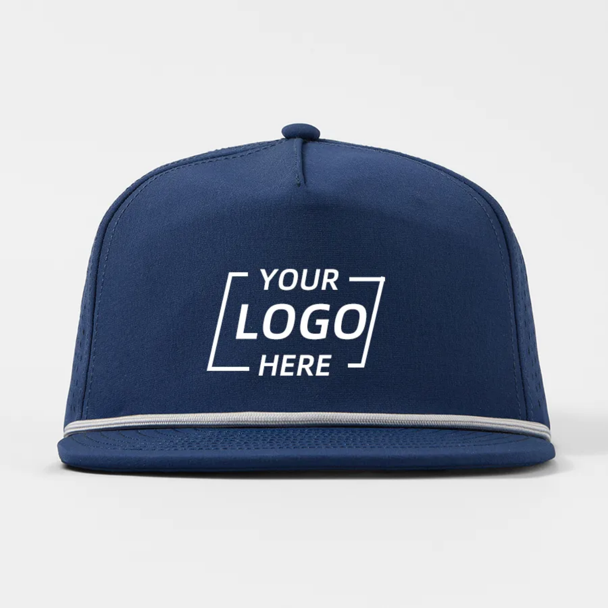 Blank Water Repellent Flat Bill Perforated Rope Snapback Hat - 5015P
