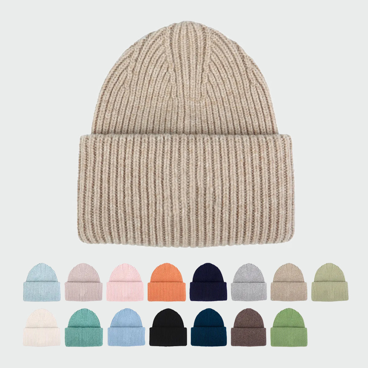 Blank High-Cuffed 100% Merino Wool Beanie Wholesale - 1338
